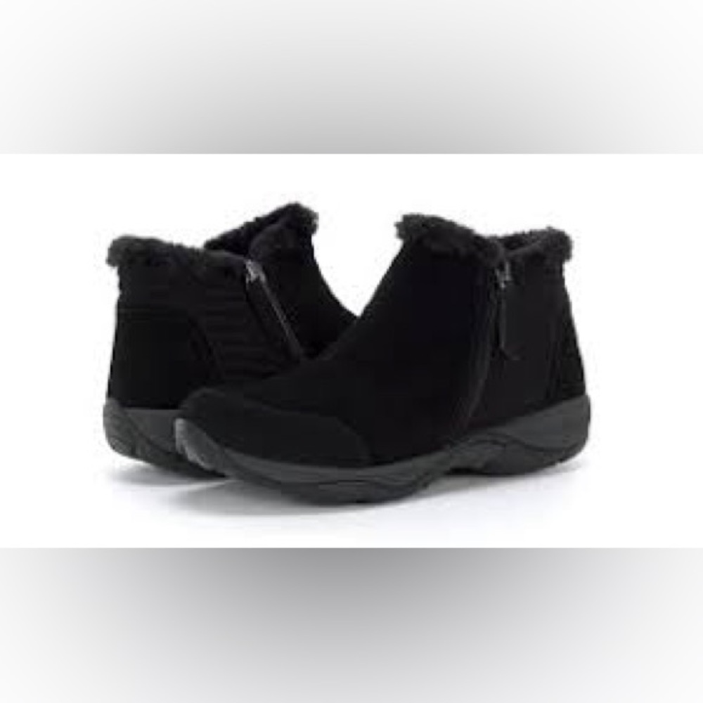 Khombu Women’s Faux-Fur Trim Black Winter Ankle Boots Sz 8M